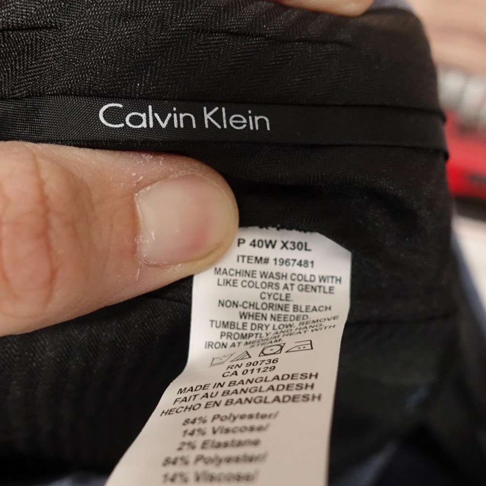 New! Calvin Klein Dress Pants Mens 40x30 Blue Slim Fit Stretch Flat Front - Picture 8 of 10